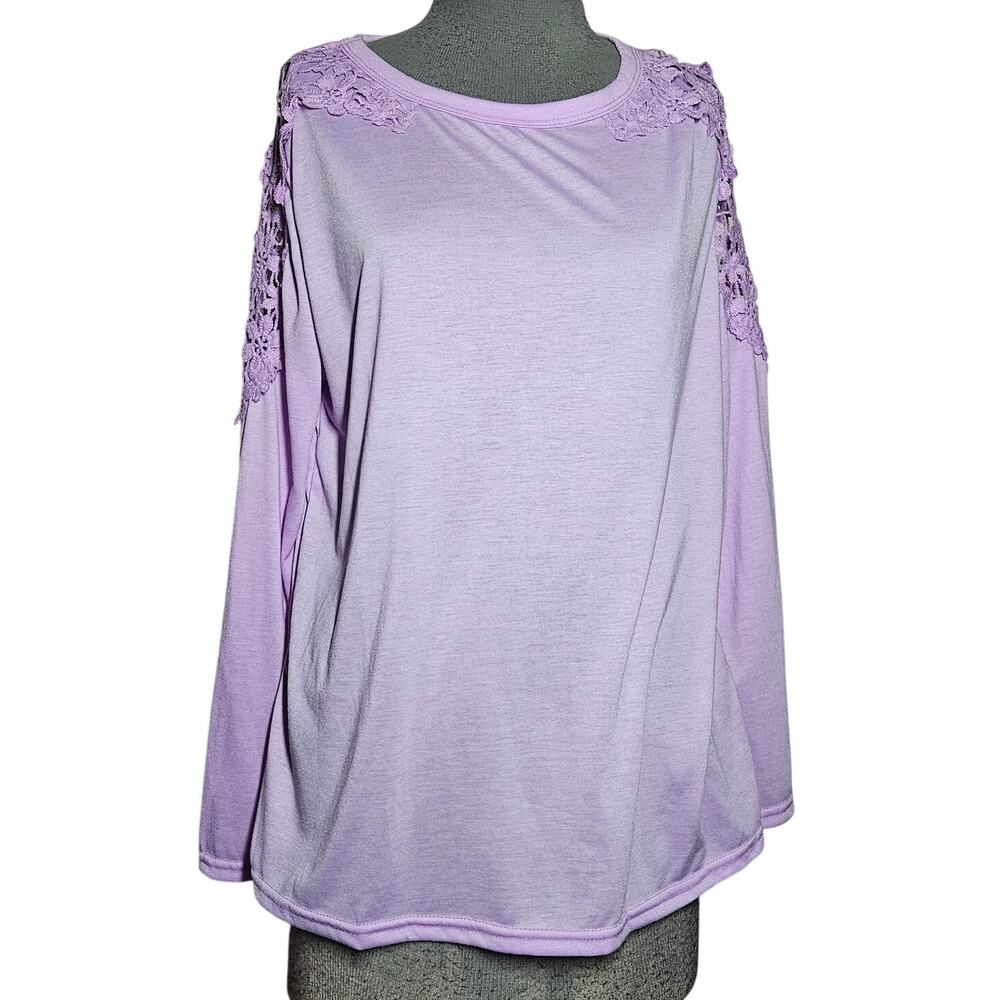Purple Lace Shoulder Detail Top Size XL